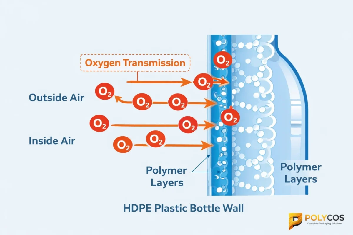 Oxygen permeability mechanism in HDPE
