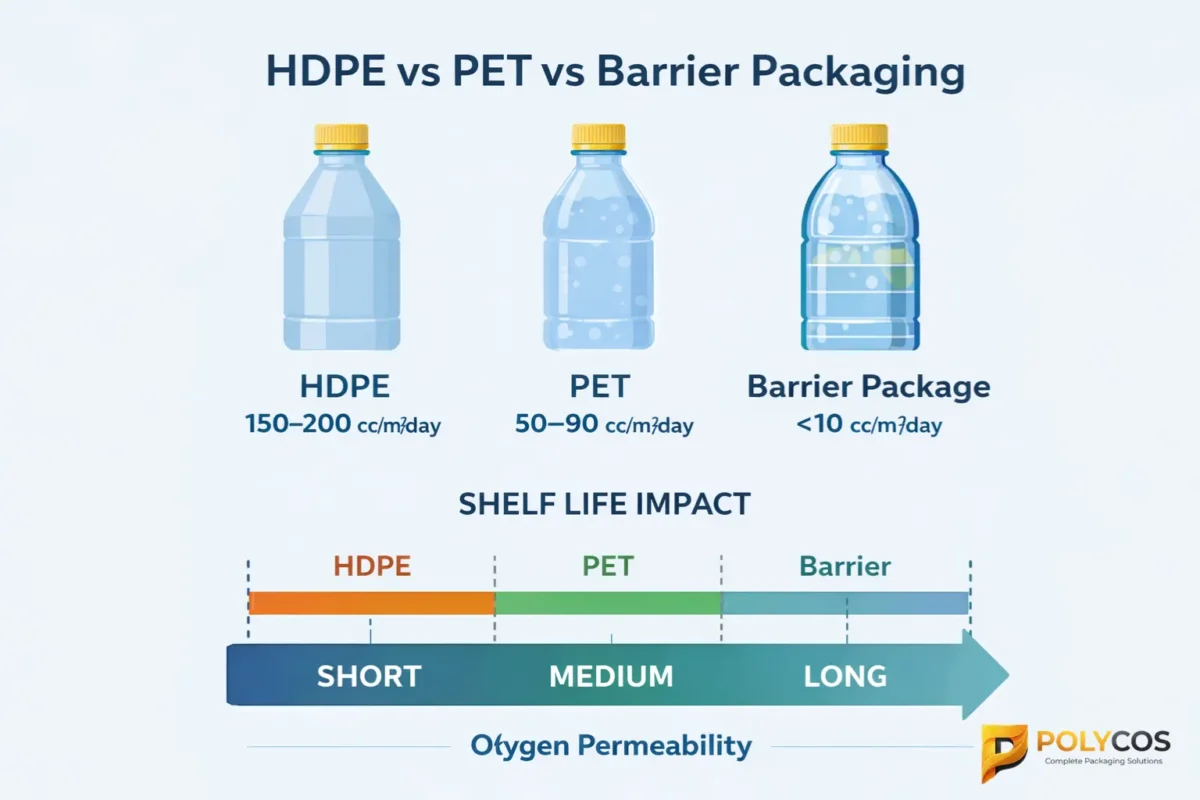 HDPE vs PET oxygen permeability comparison
